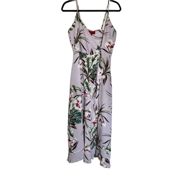 Jennifer Lopez Lilac/ Light Purple Tropical Floral Wrap Maxi Dress XS - Picture 1 of 14